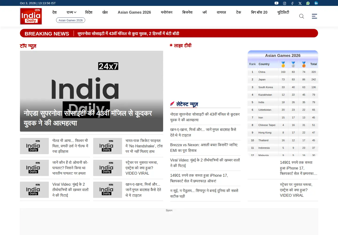 Screenshot of theindiadaily.com