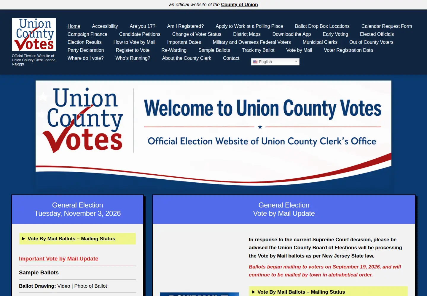 Screenshot of unioncountyvotes.com
