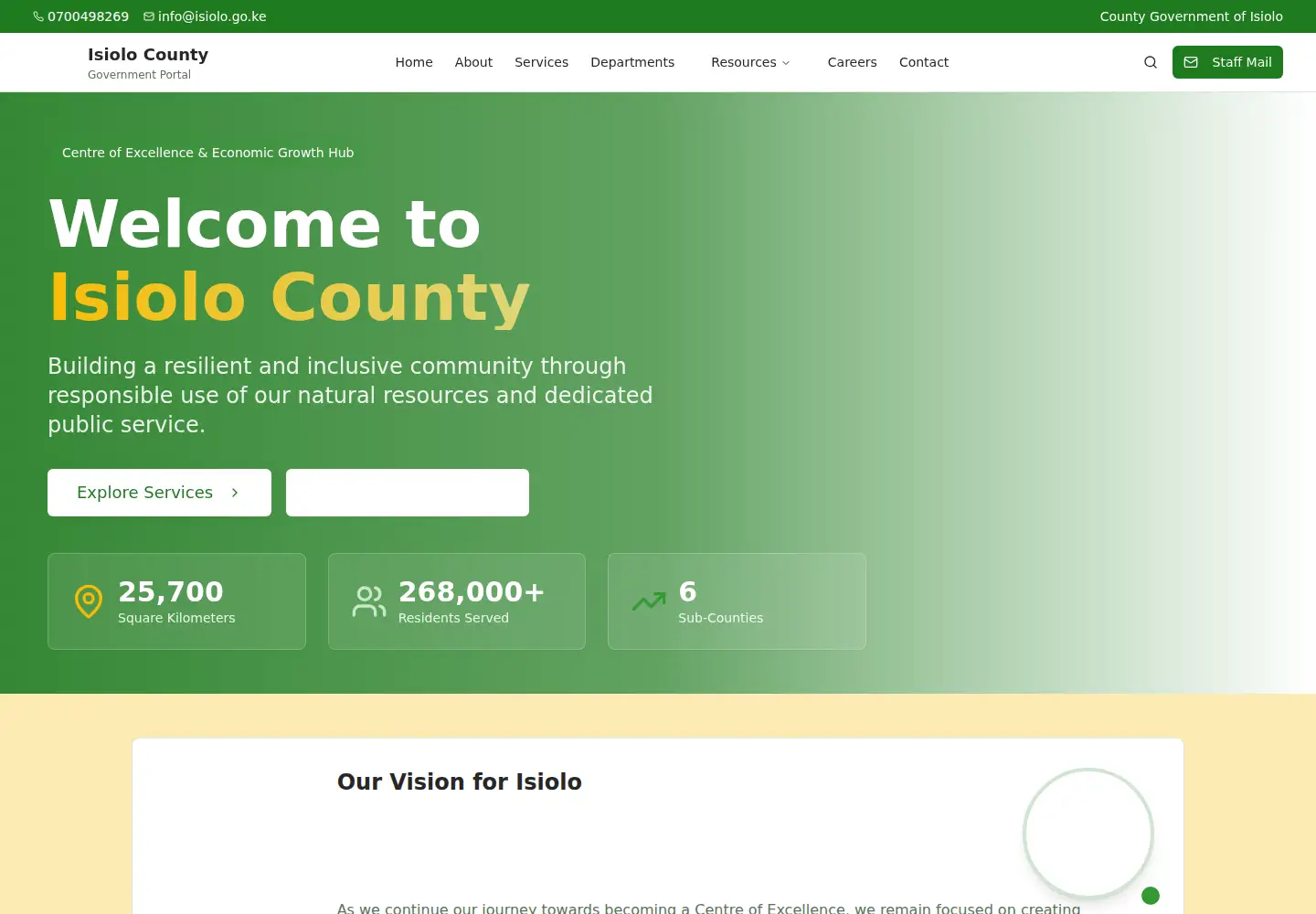 Captured homepage of isiolo.go.ke in the current scan
