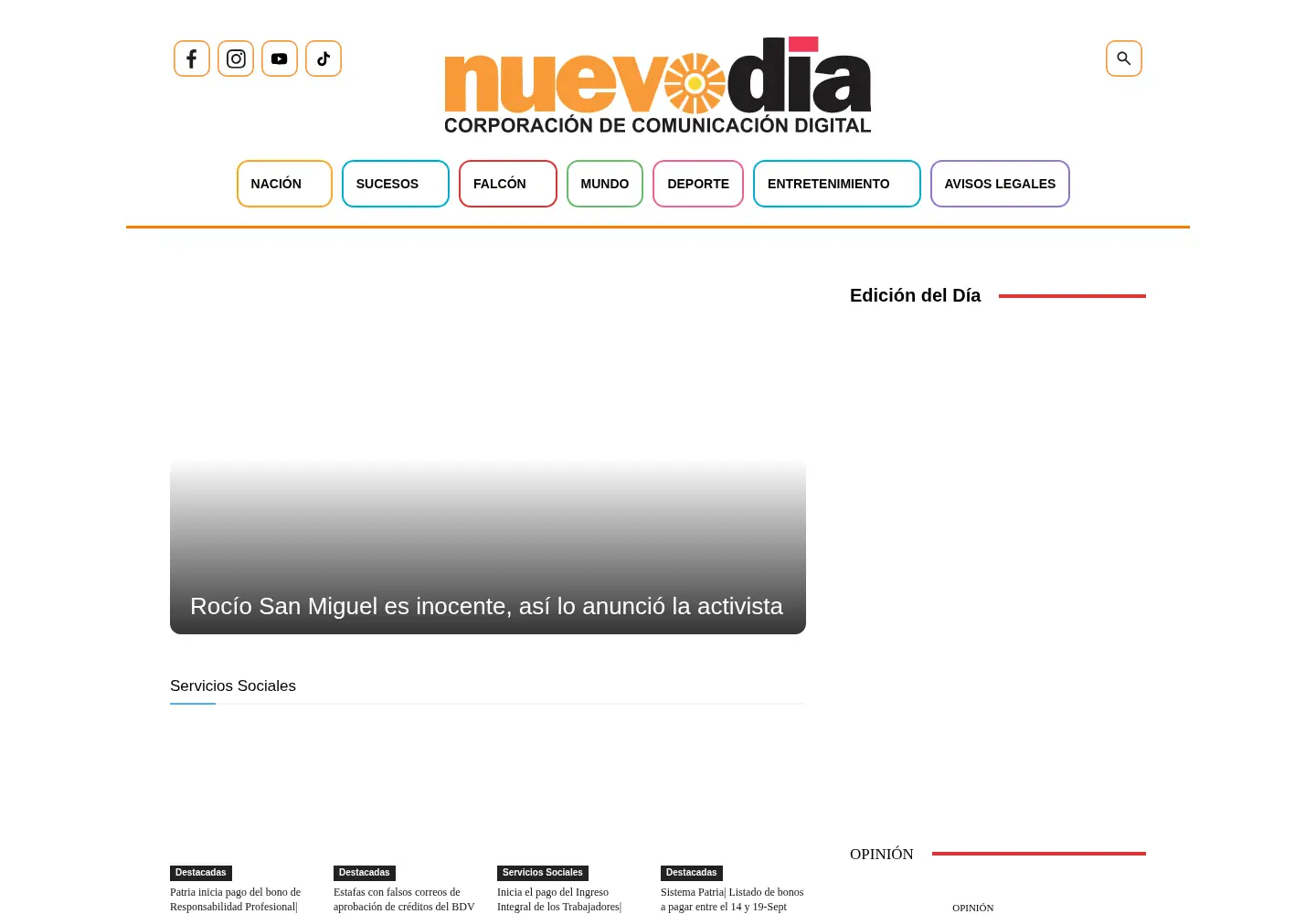 Screenshot of nuevodia.com.ve