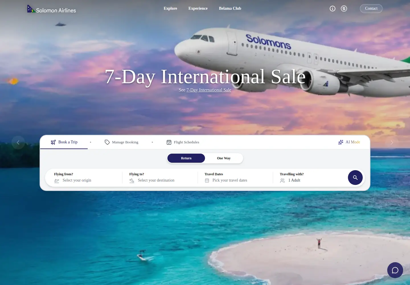 Captured homepage of solomonairlines.com.au in the current scan