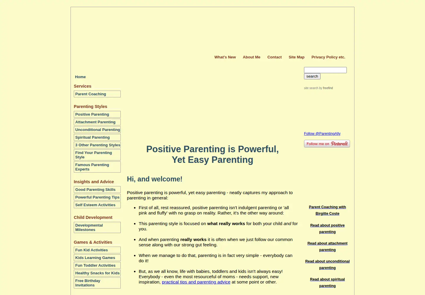 Captured homepage of positive-parenting-ally.com in the current scan