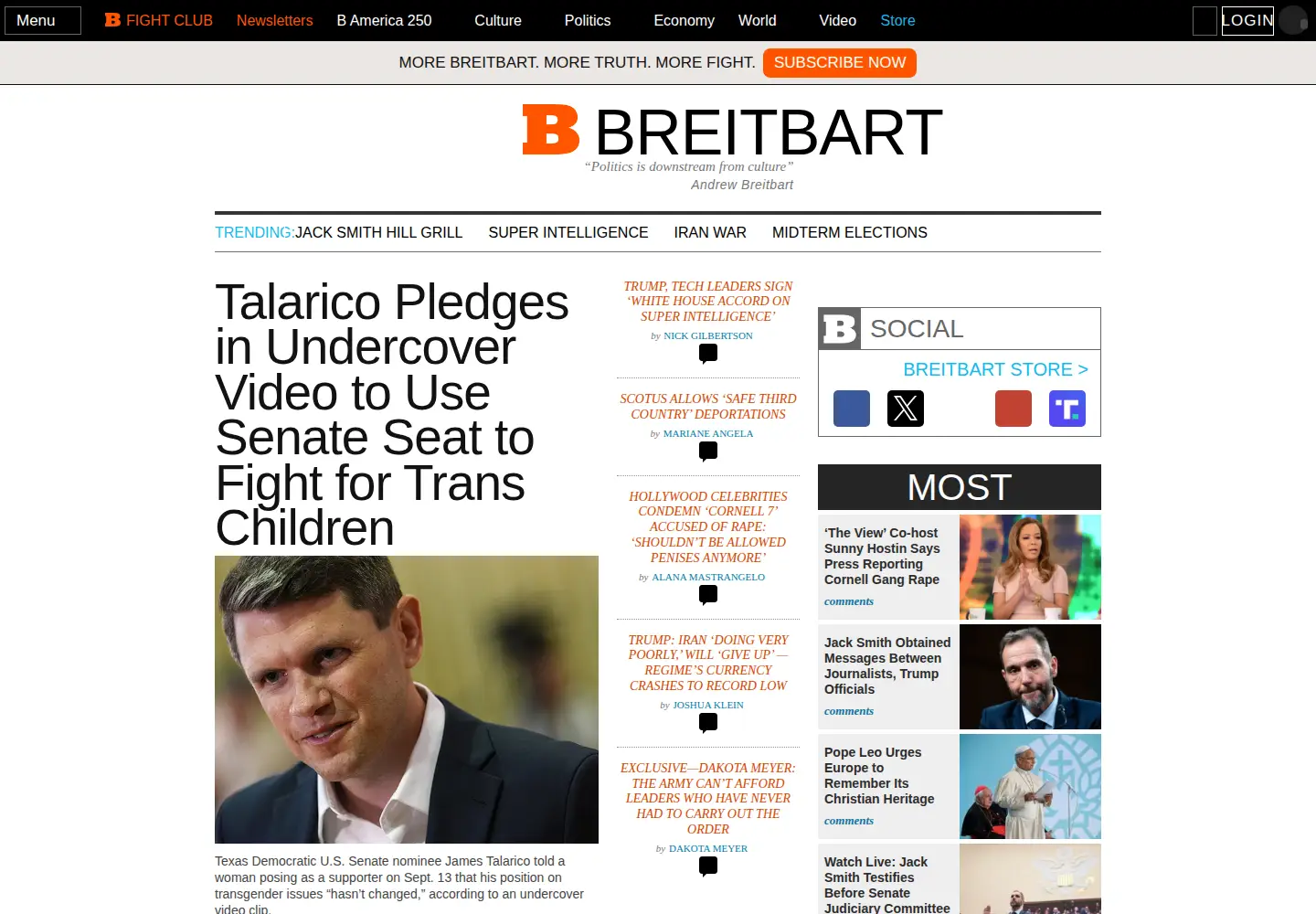 Screenshot of breitbart.com