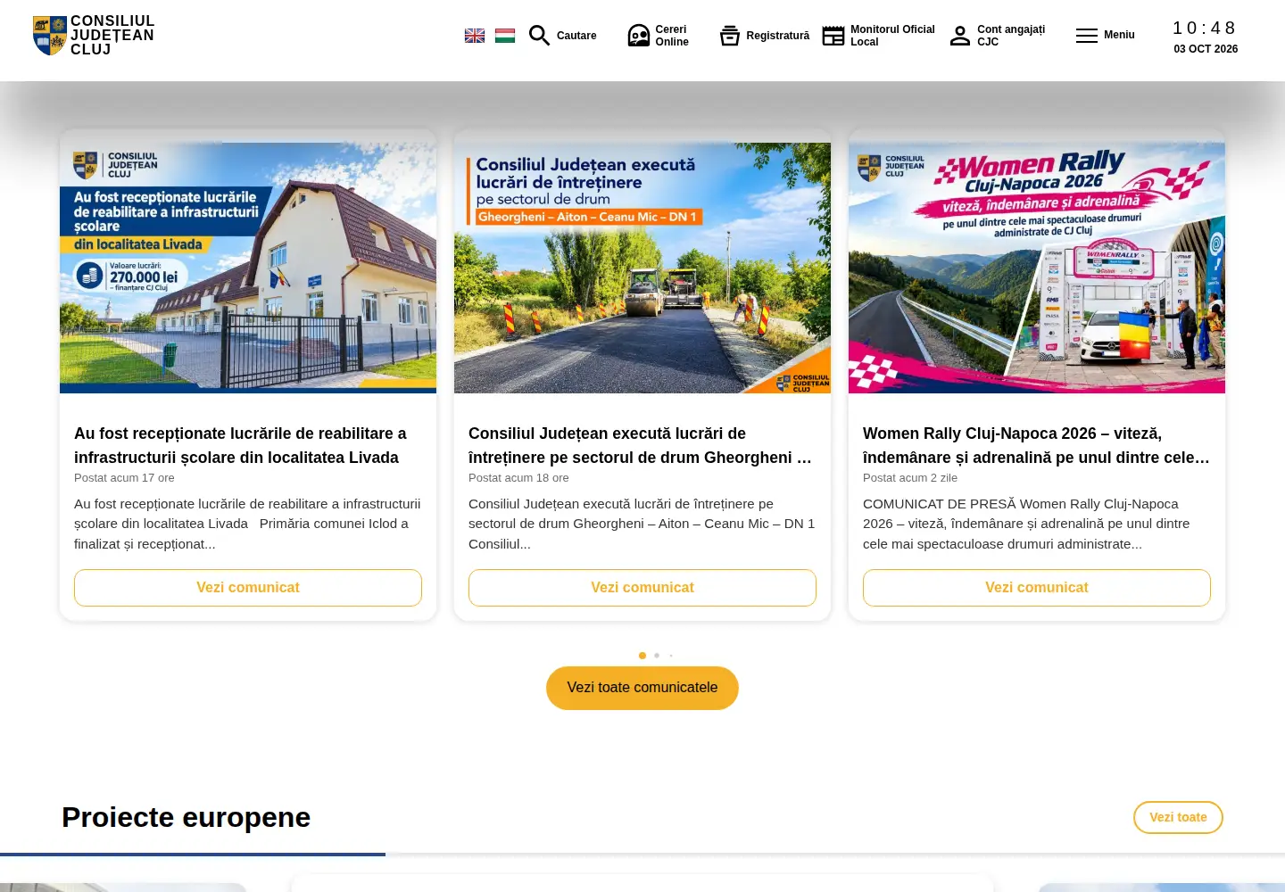 Screenshot of cjcluj.ro