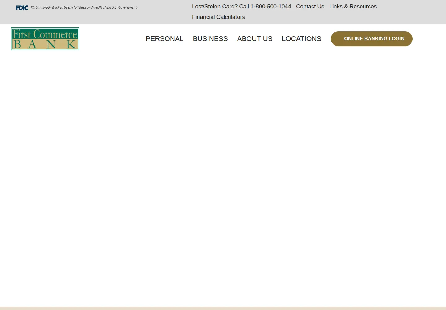 Captured homepage of firstcommercebank.net in the current scan
