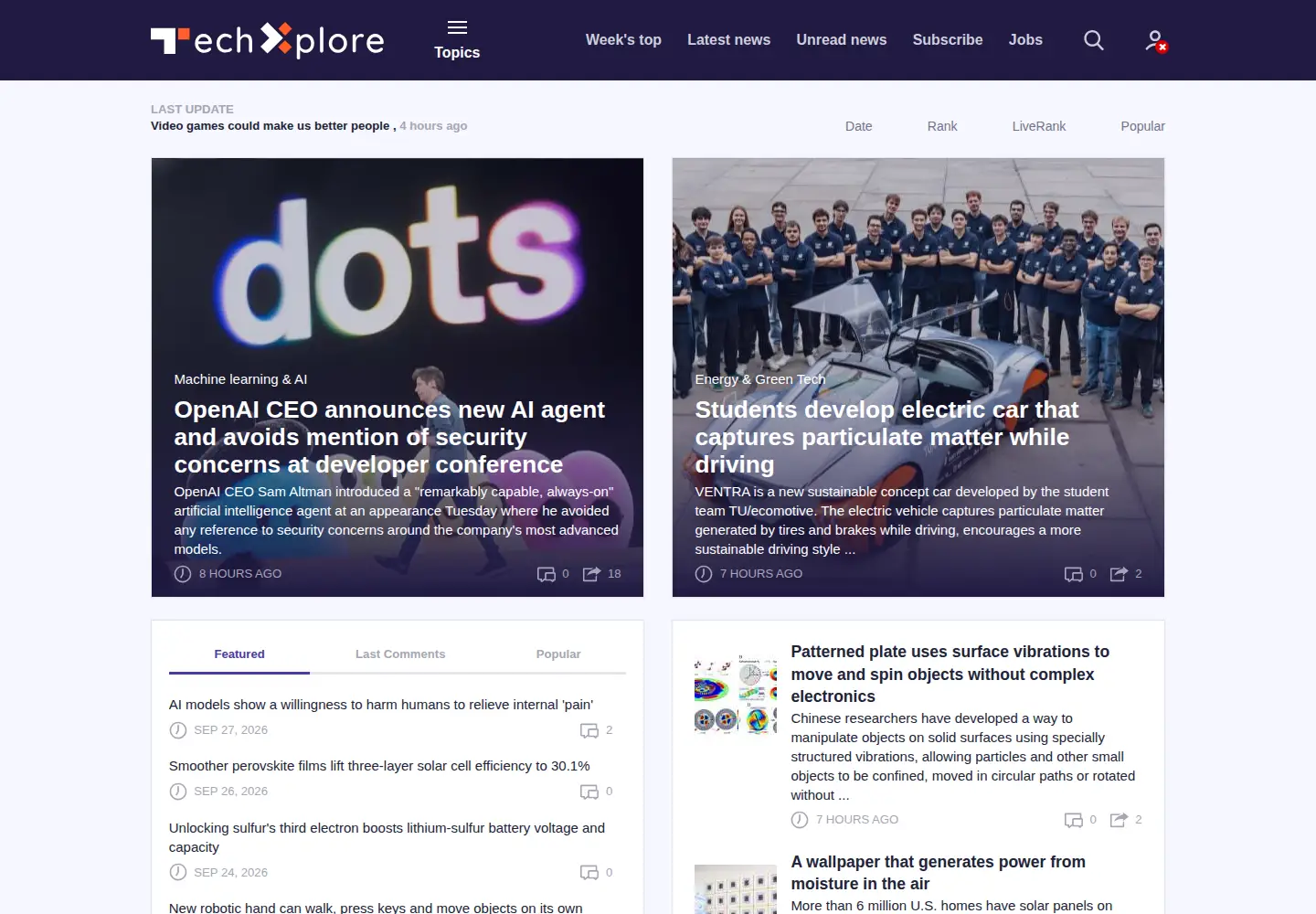 Screenshot of techxplore.com