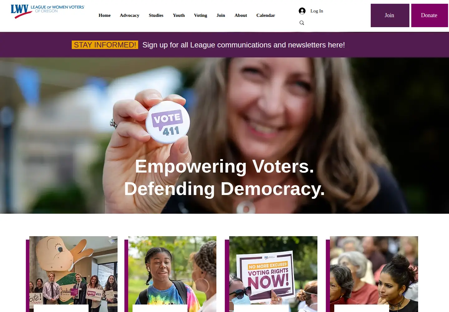 Screenshot of lwvor.org