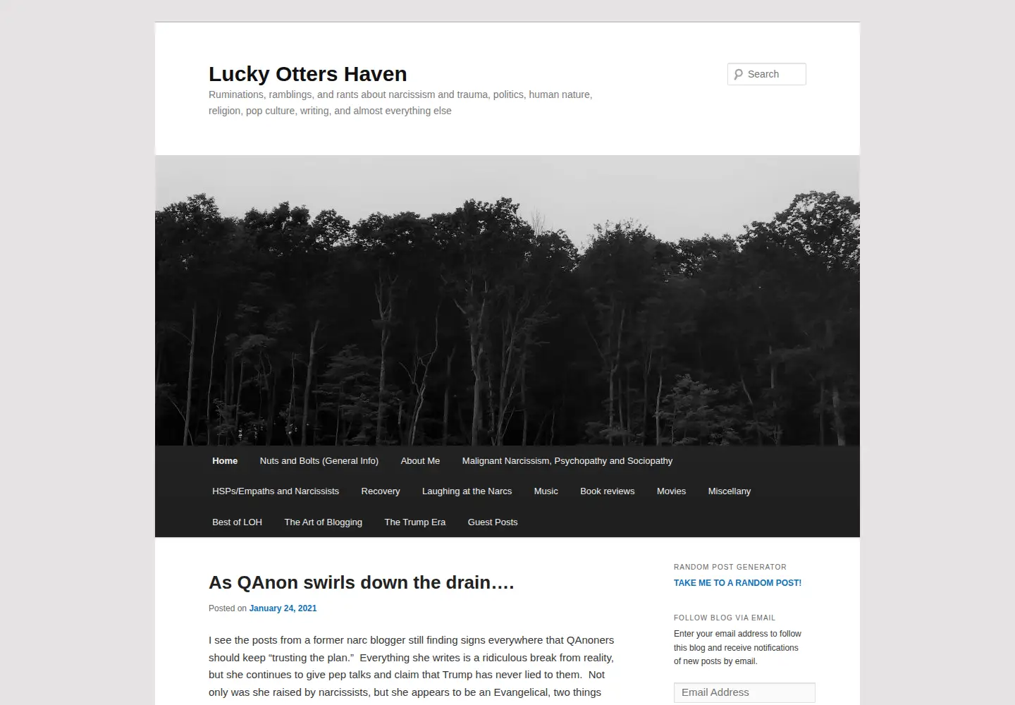 Captured homepage of luckyottershaven.com in the current scan