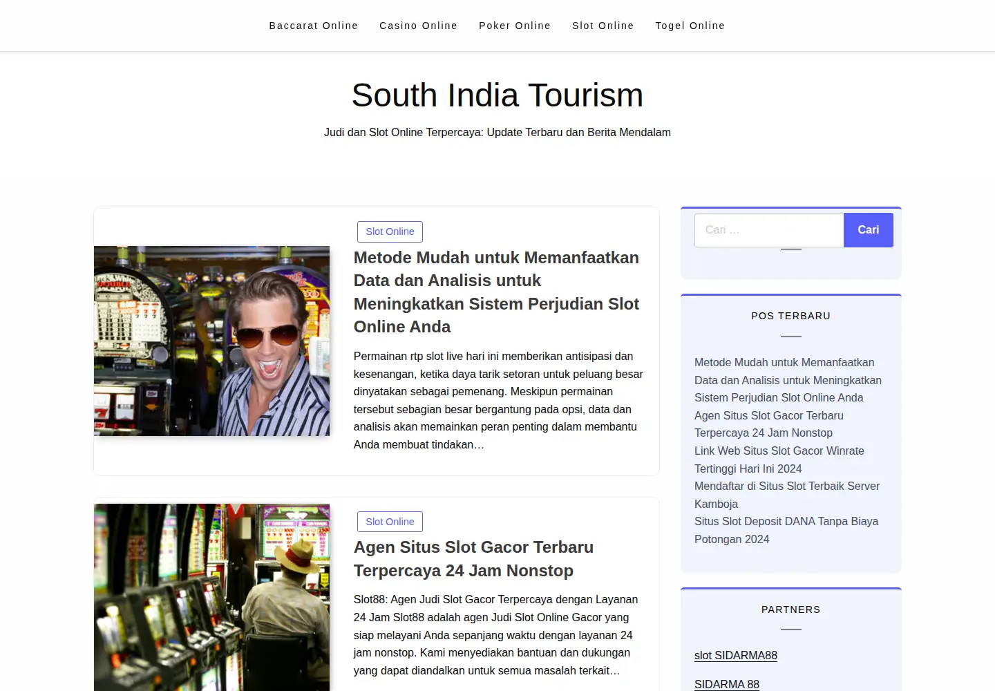 Captured homepage of south-india-tourism.com in the current scan