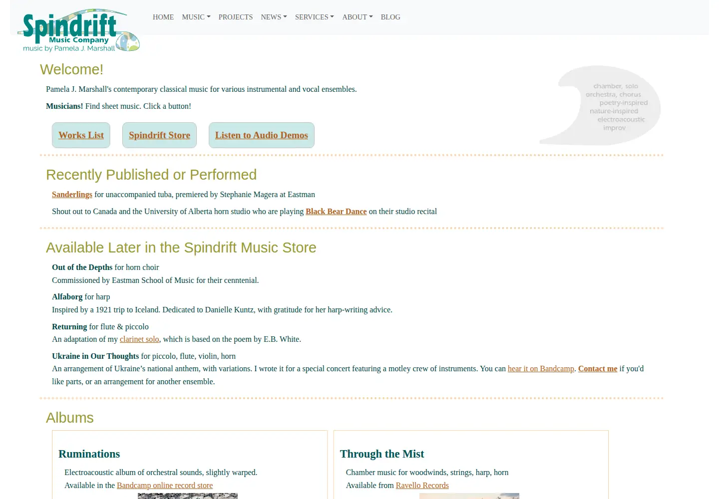 Captured homepage of spindrift.com in the current scan