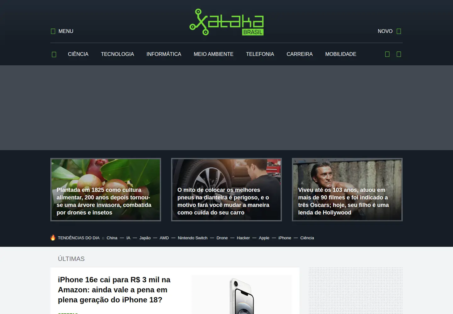 Captured homepage of xataka.com.br in the current scan