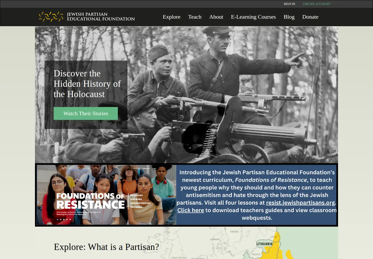 Captured homepage of jewishpartisans.org in the current scan