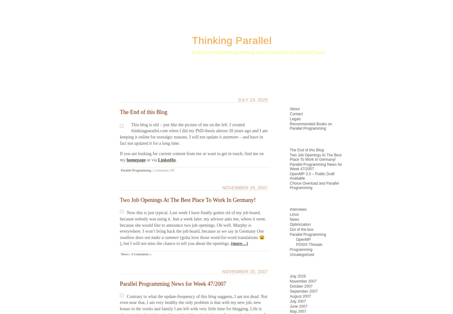 Captured homepage of thinkingparallel.com in the current scan