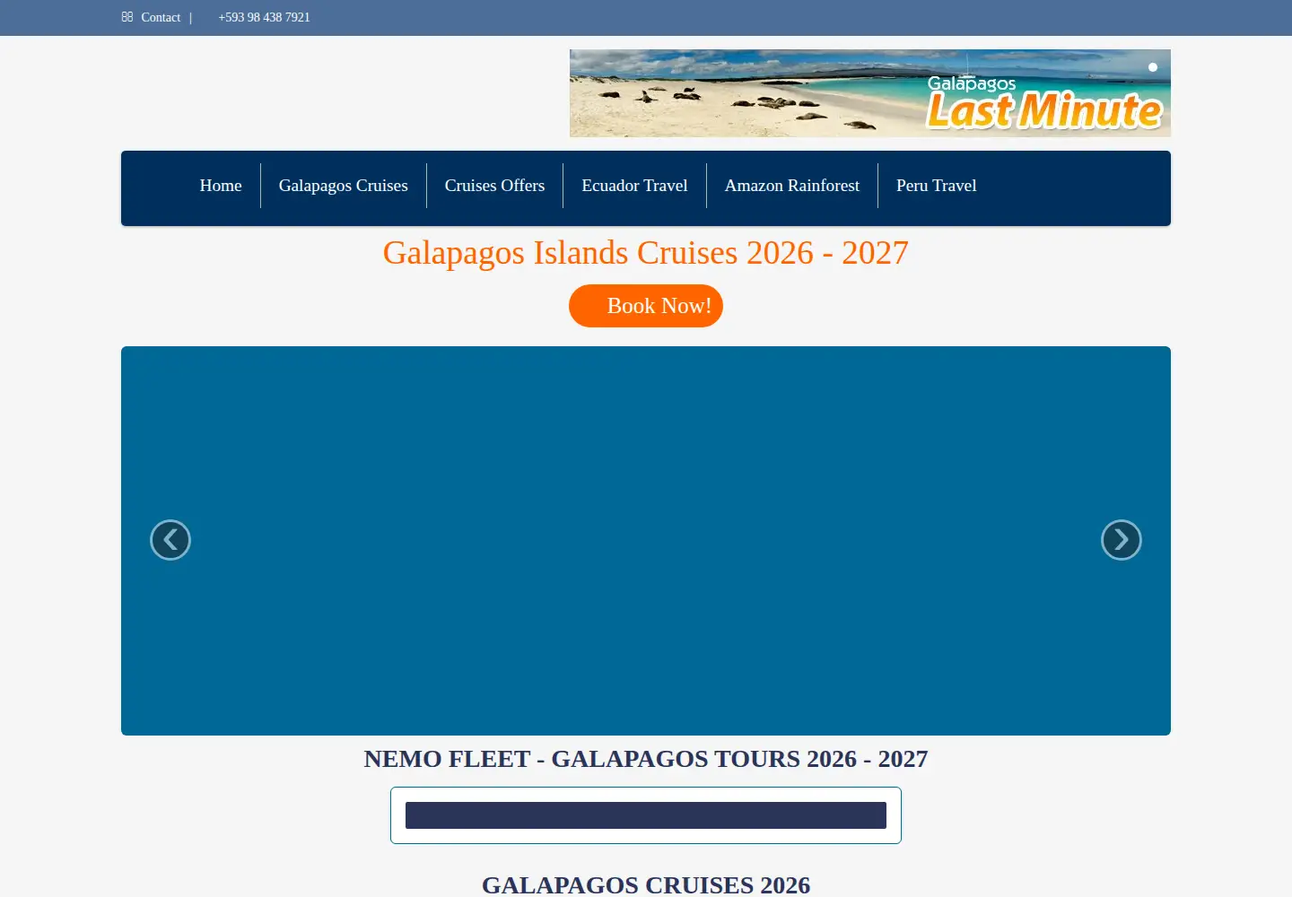 Captured homepage of galapagosinformation.com in the current scan