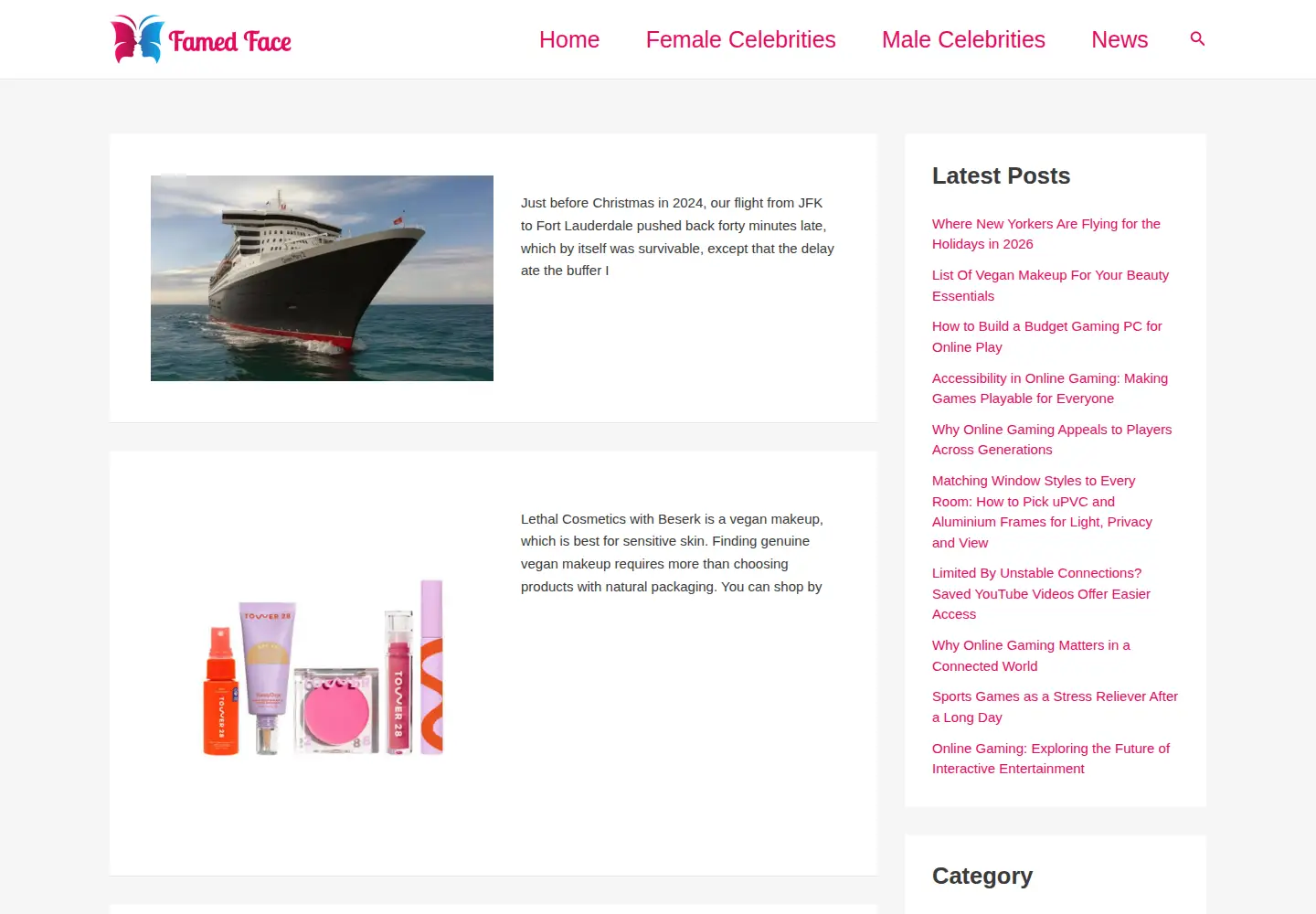 Screenshot of famedface.com