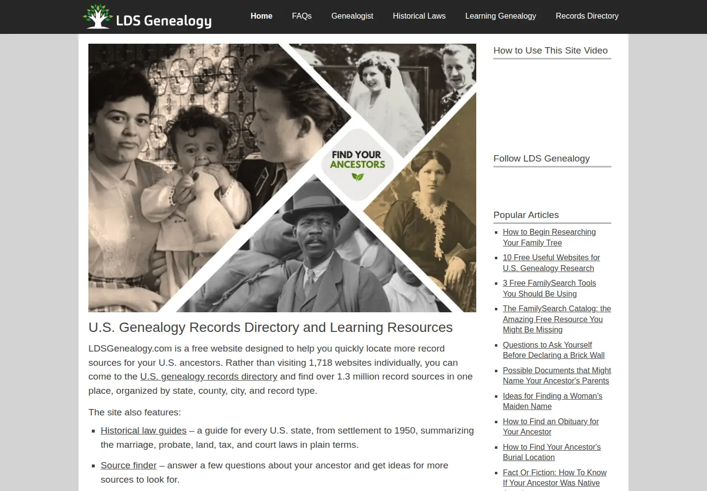 Screenshot of ldsgenealogy.com