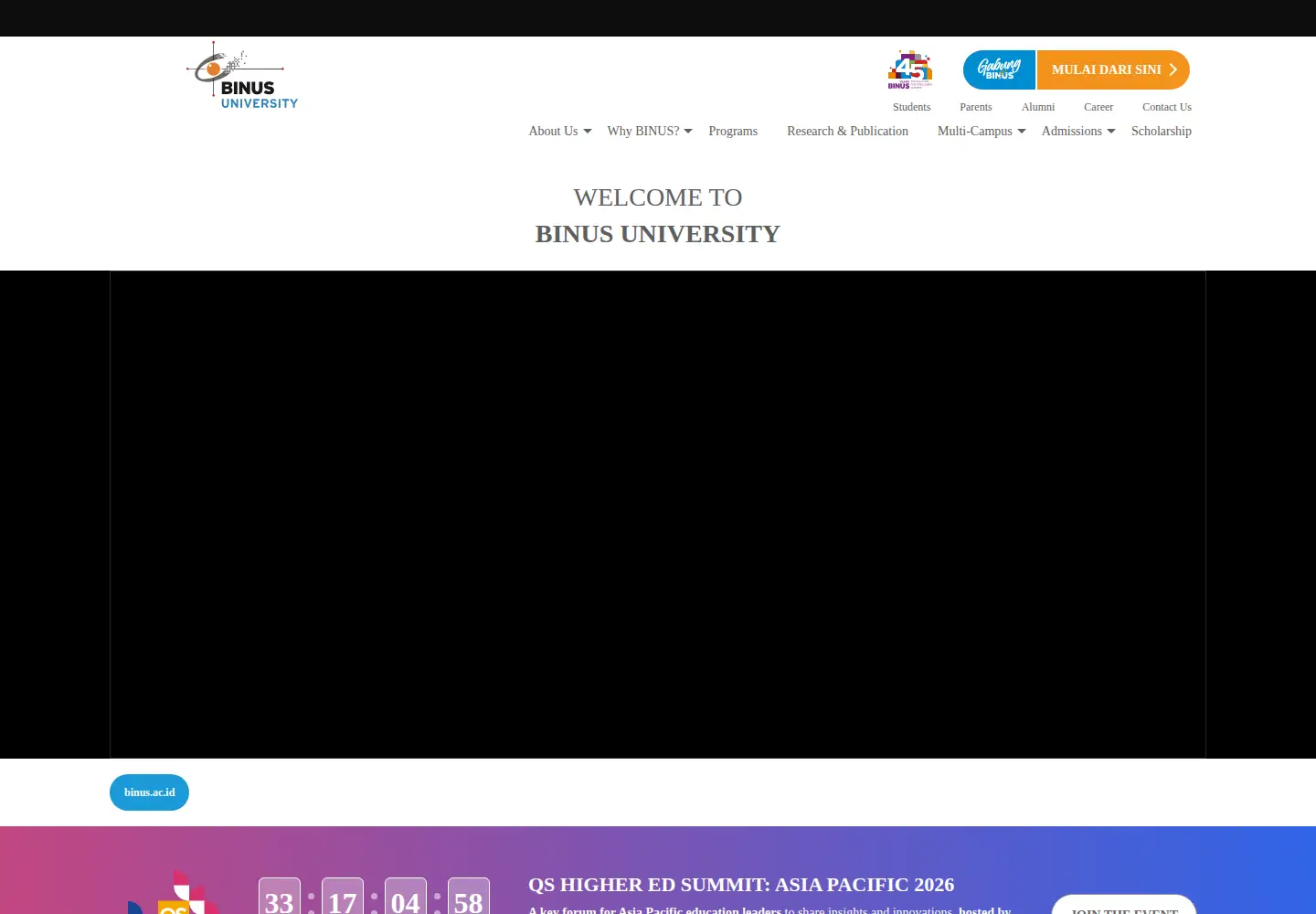 Screenshot of binus.ac.id