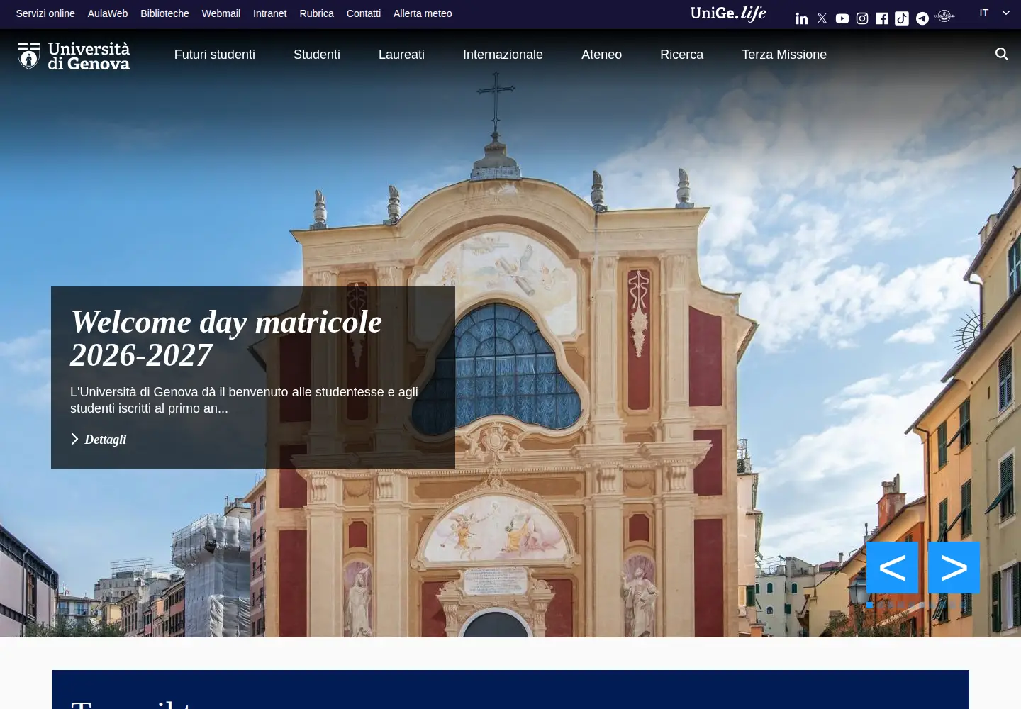 Screenshot of unige.it