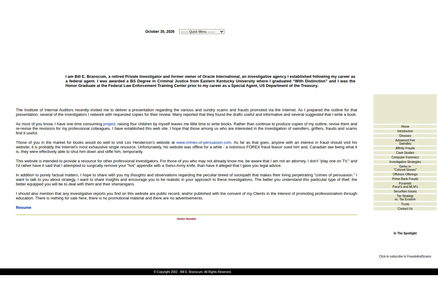Screenshot of fraudsandscams.com