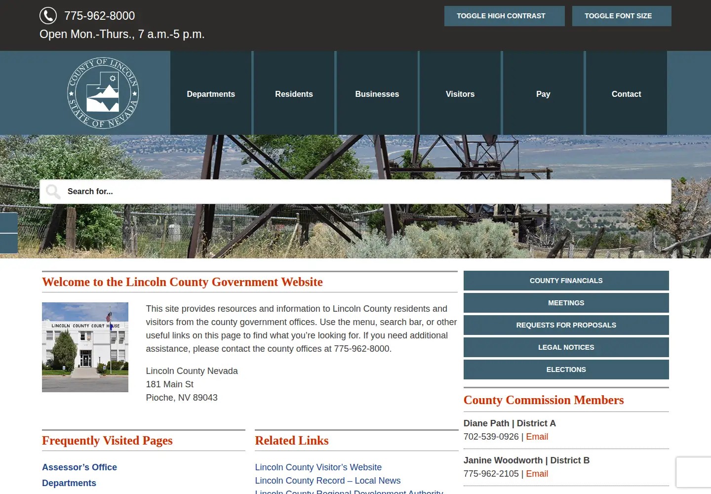 Captured homepage of lincolncountynv.org in the current scan