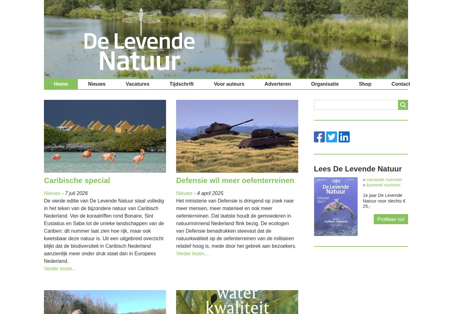 Captured homepage of delevendenatuur.nl in the current scan