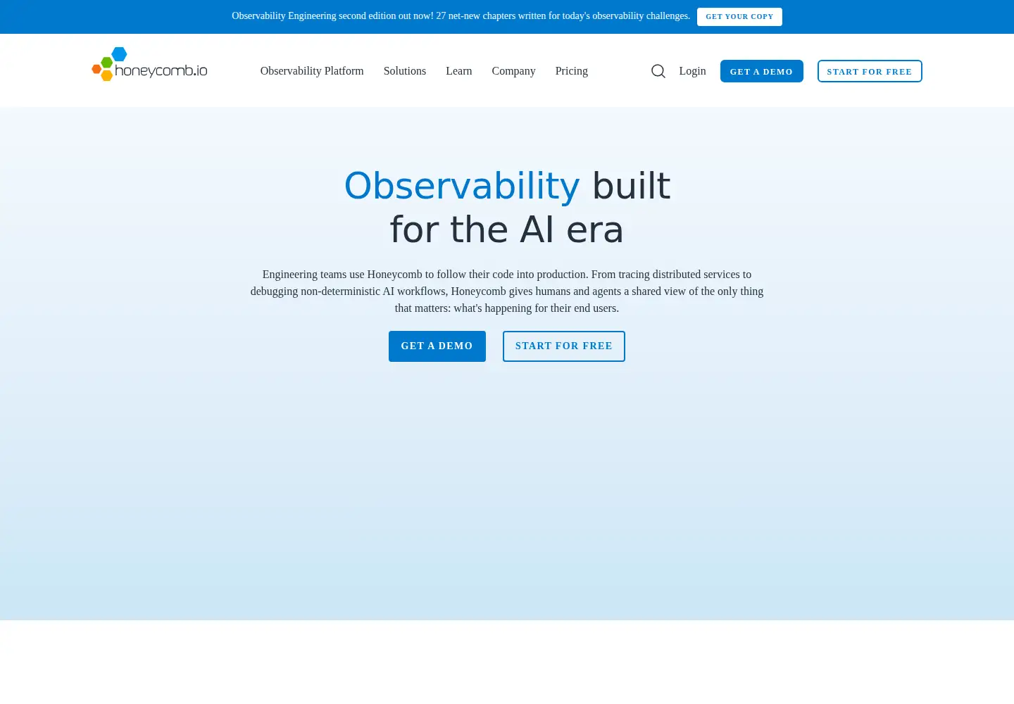 Screenshot of honeycomb.io