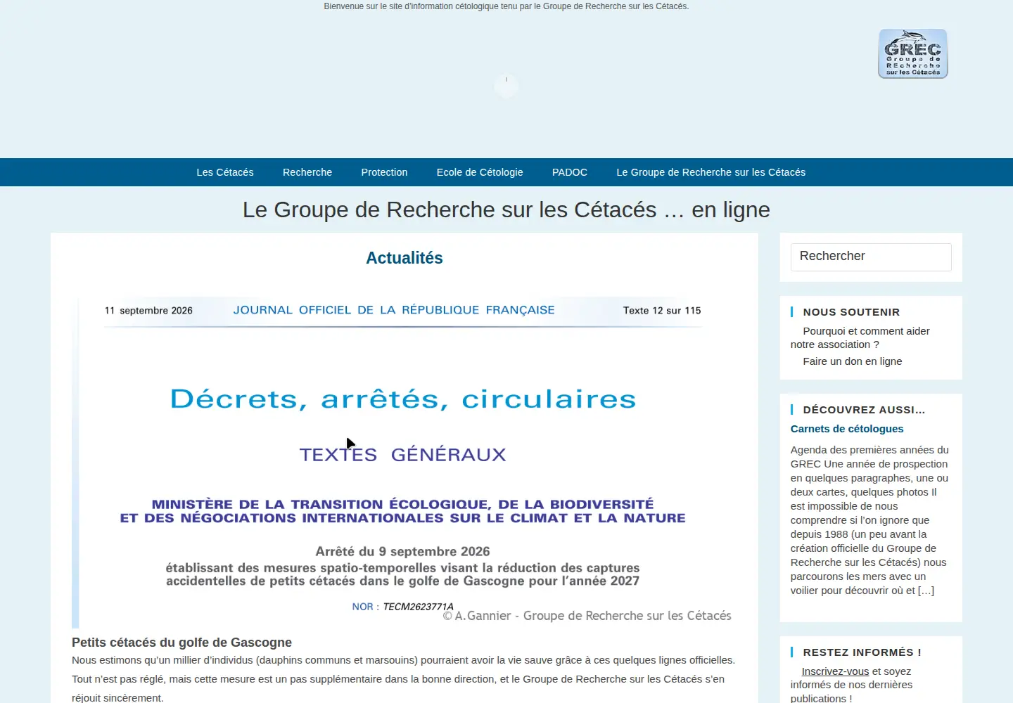 Screenshot of cetaces.org