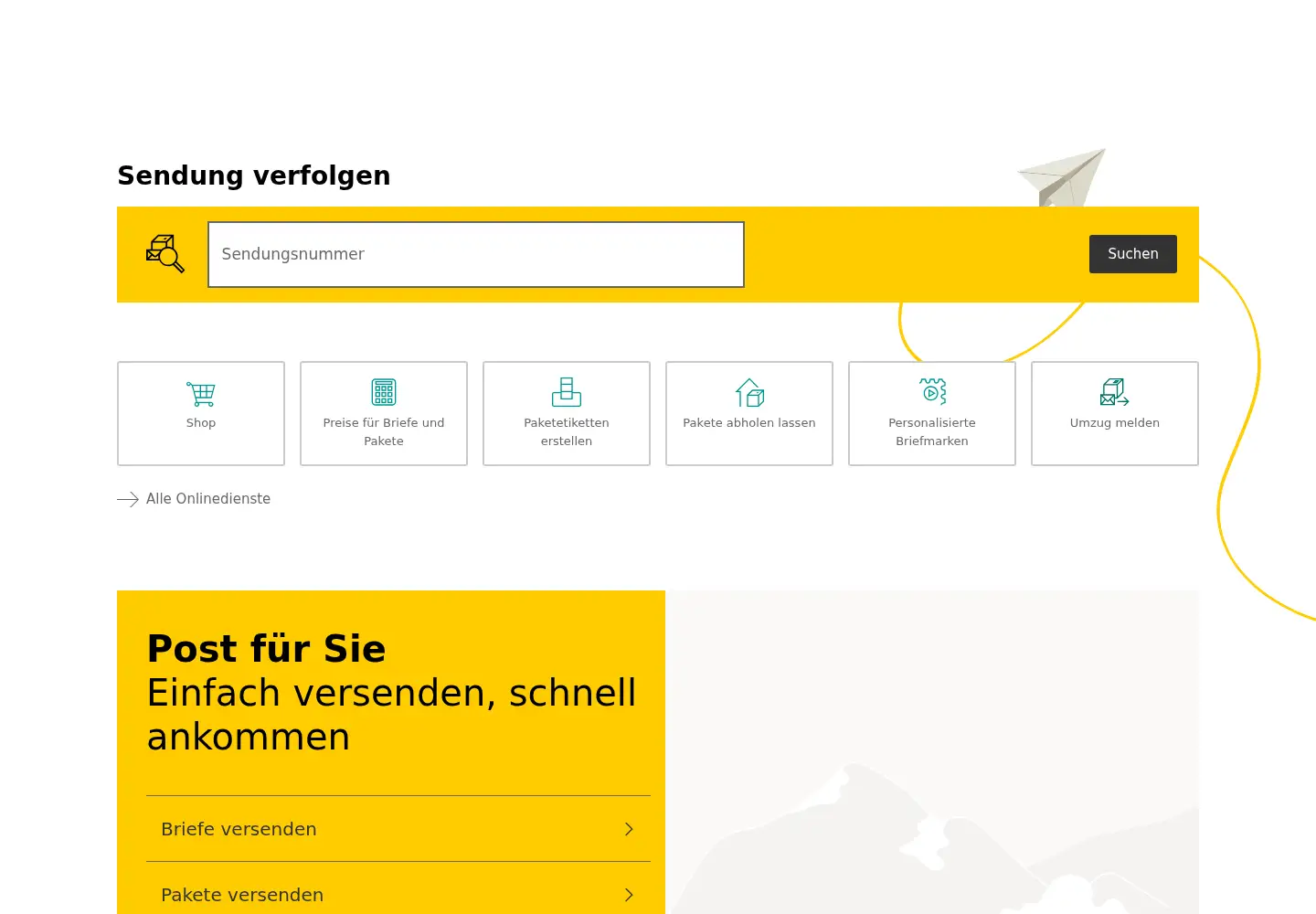 Screenshot of post.ch
