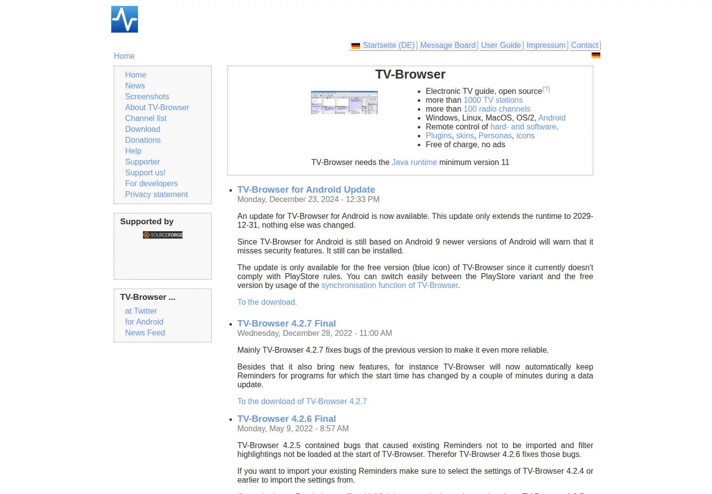 Screenshot of tvbrowser.org