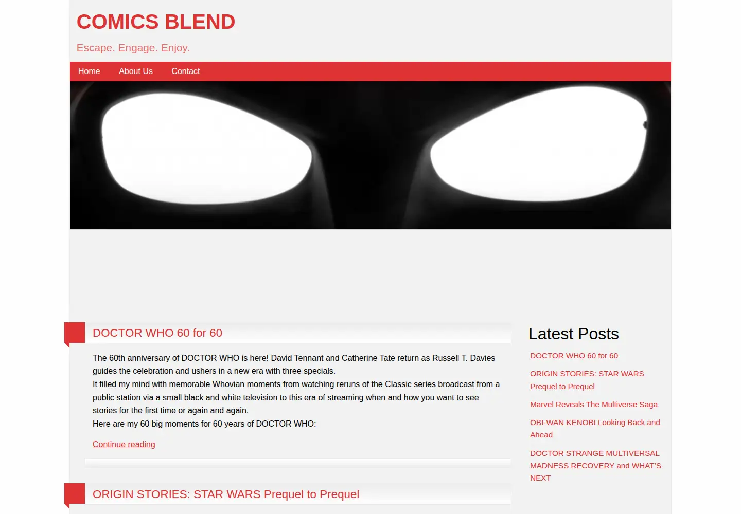 Captured homepage of comicsblend.com in the current scan