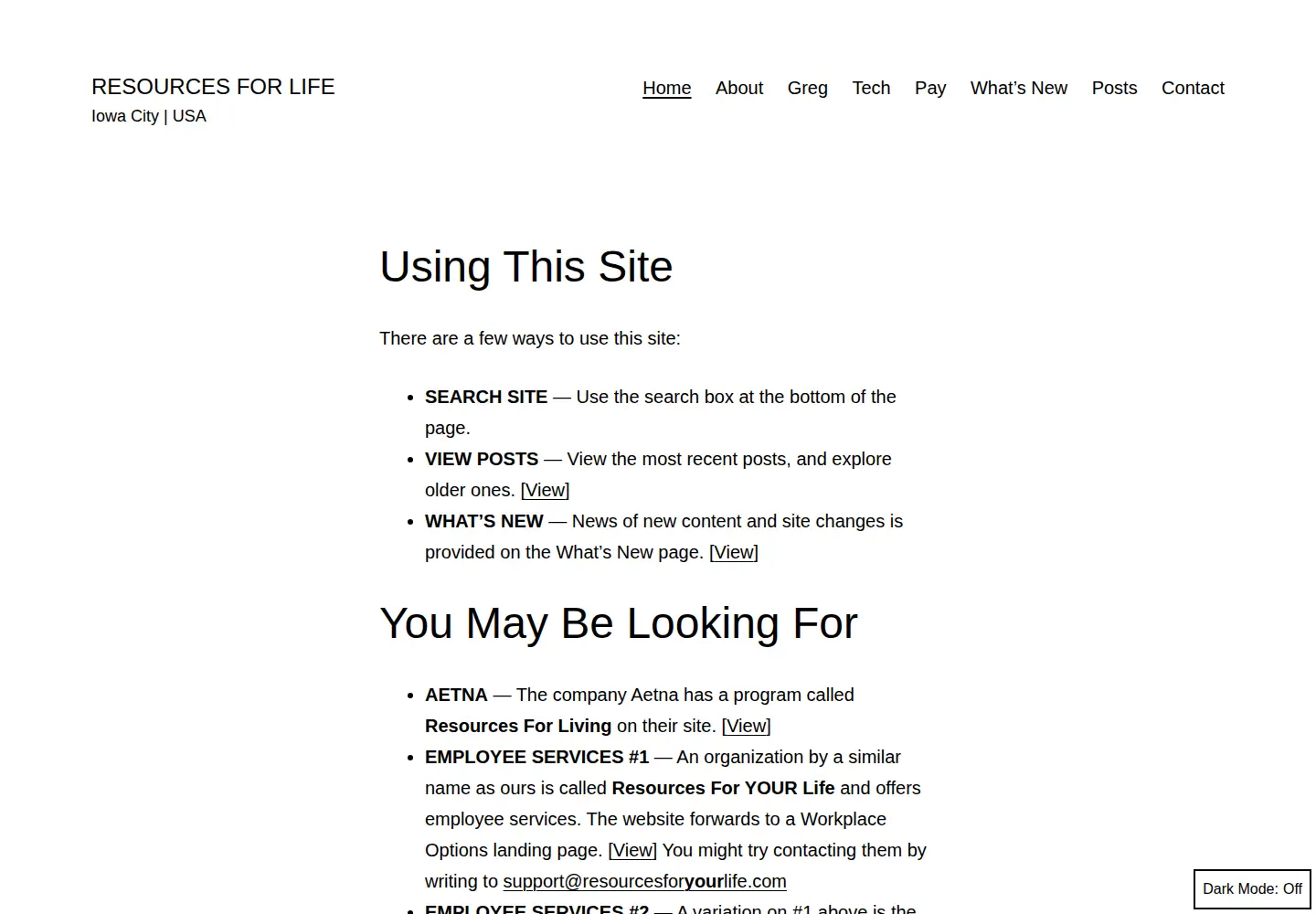 Screenshot of resourcesforlife.com