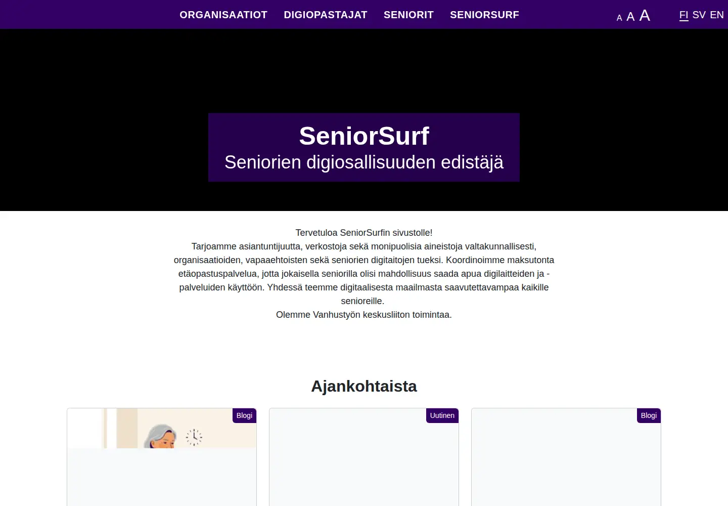 Screenshot of seniorsurf.fi