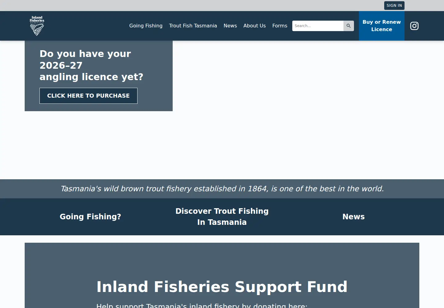 Captured homepage of ifs.tas.gov.au in the current scan