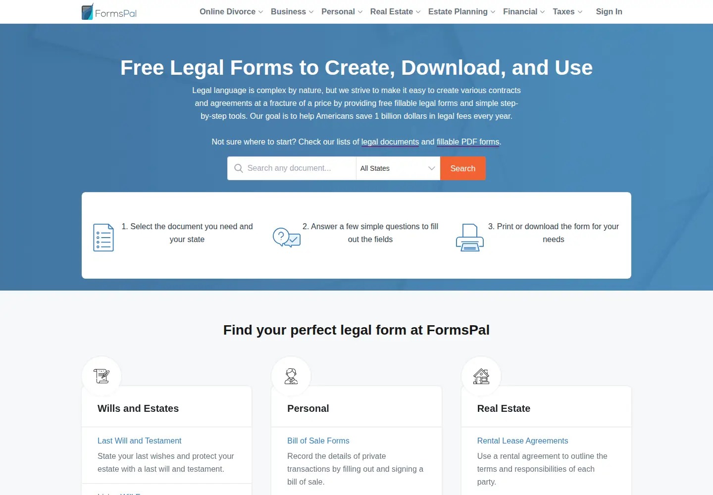 Screenshot of formspal.com
