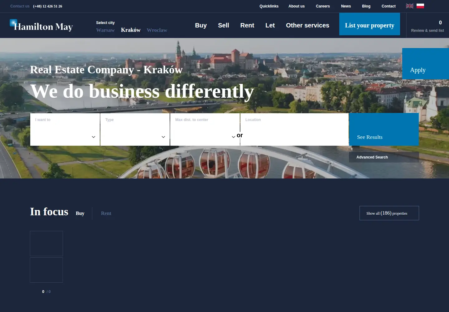 Captured homepage of krakow-poland.com in the current scan