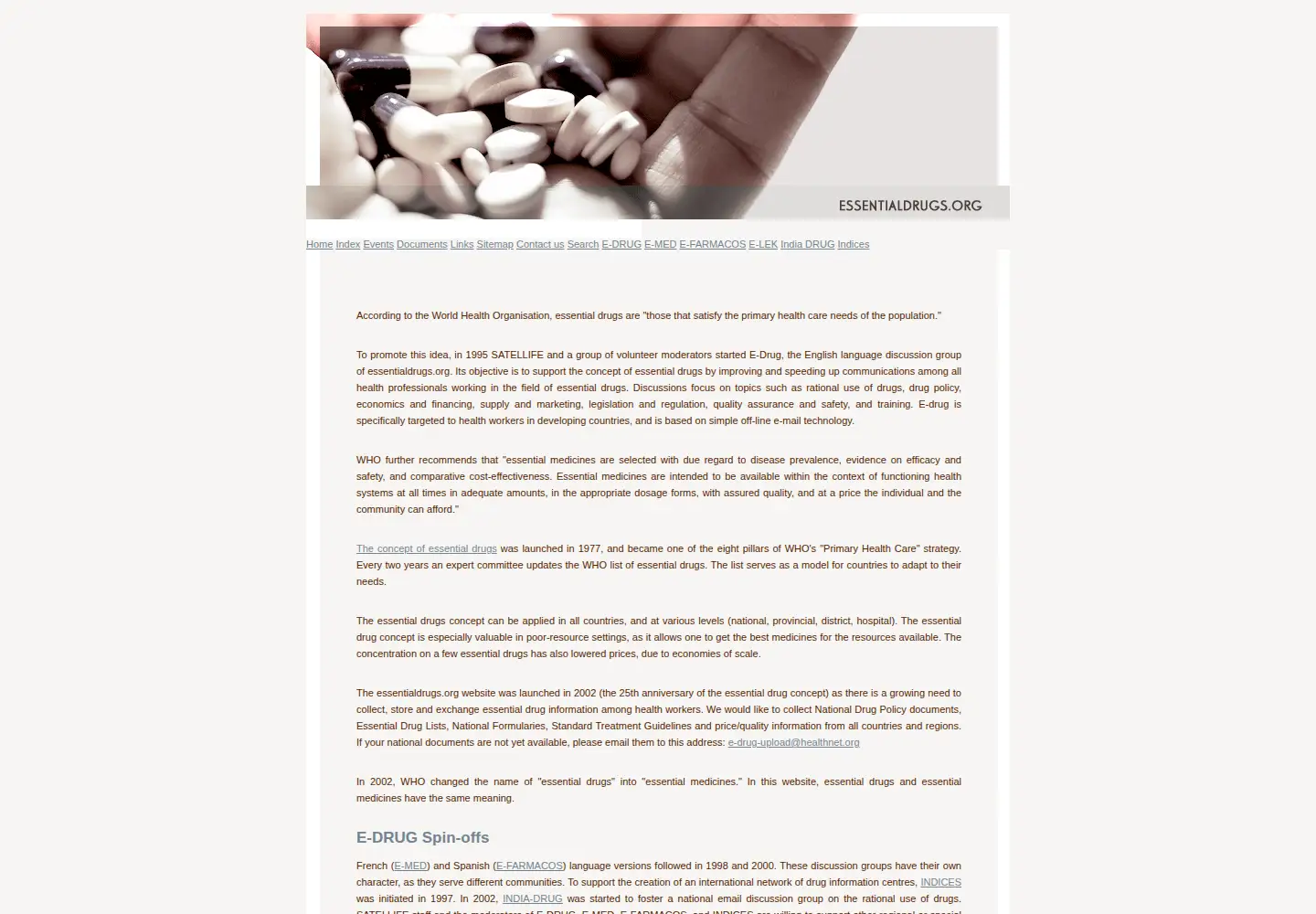 Screenshot of essentialdrugs.org