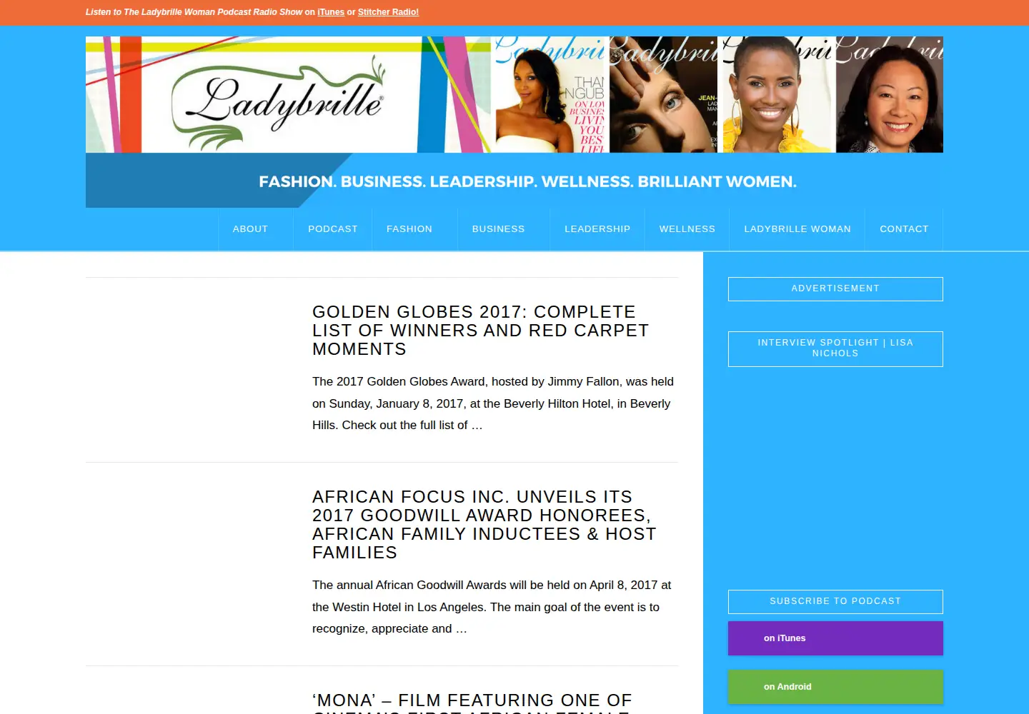 Screenshot of ladybrillemag.com