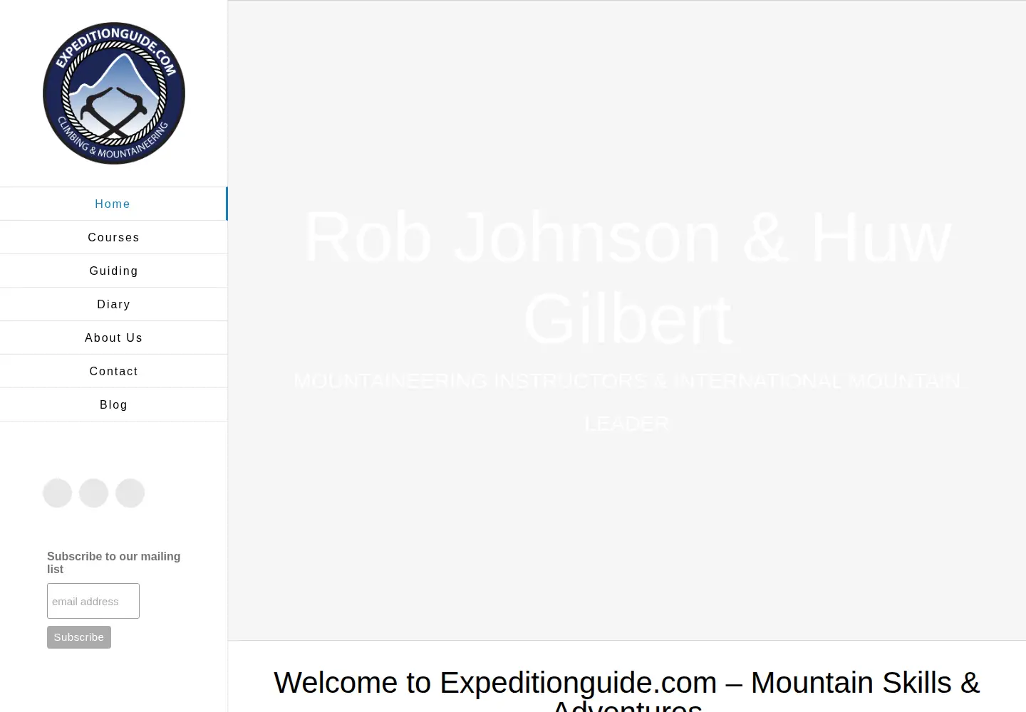 Captured homepage of expeditionguide.com in the current scan