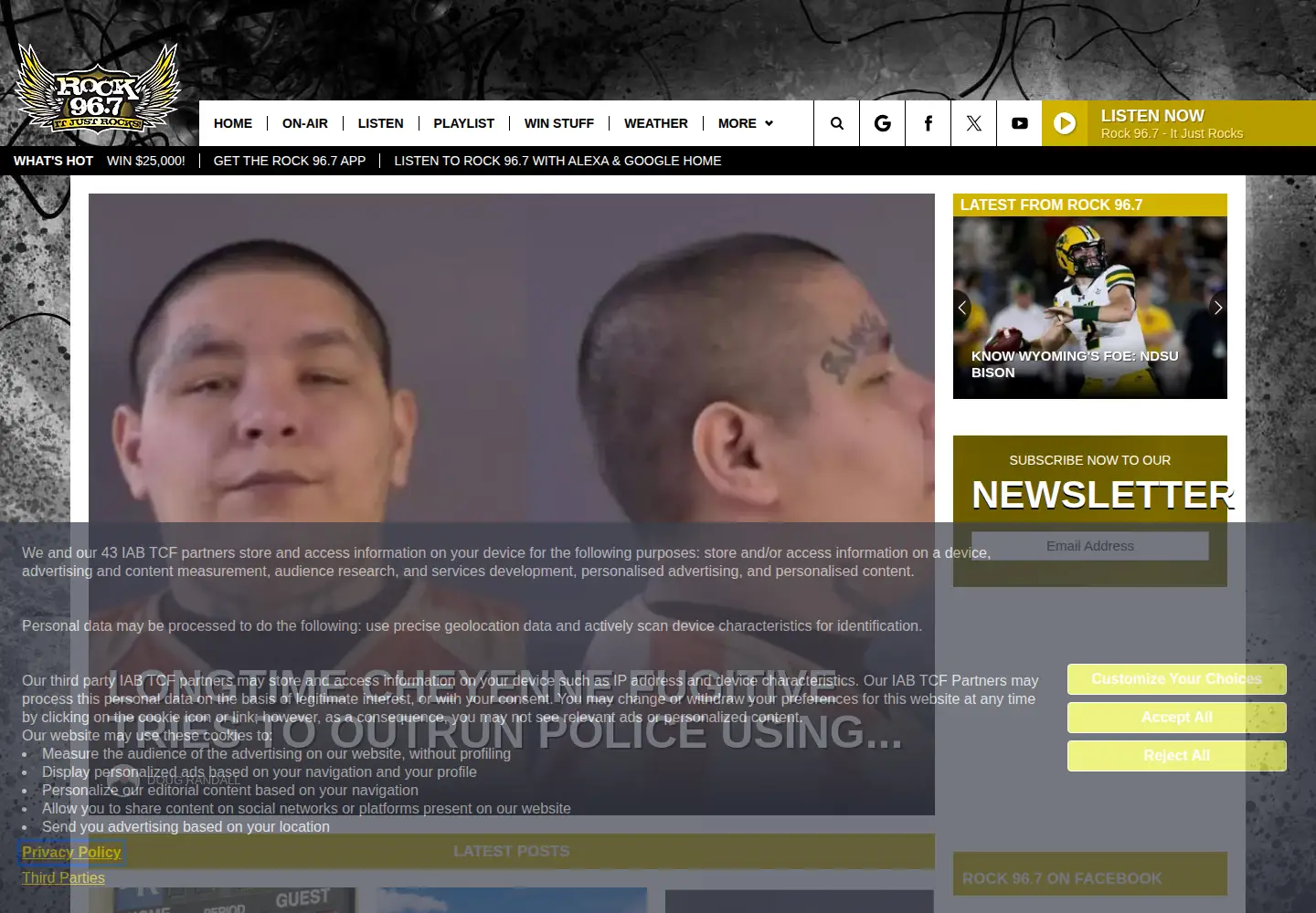 Screenshot of rock967online.com