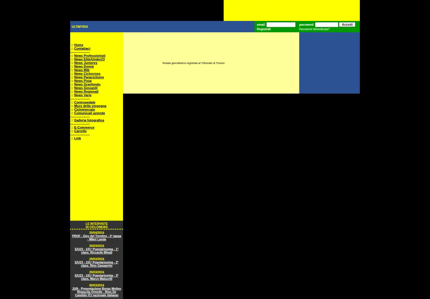Captured homepage of ciclonews.it in the current scan
