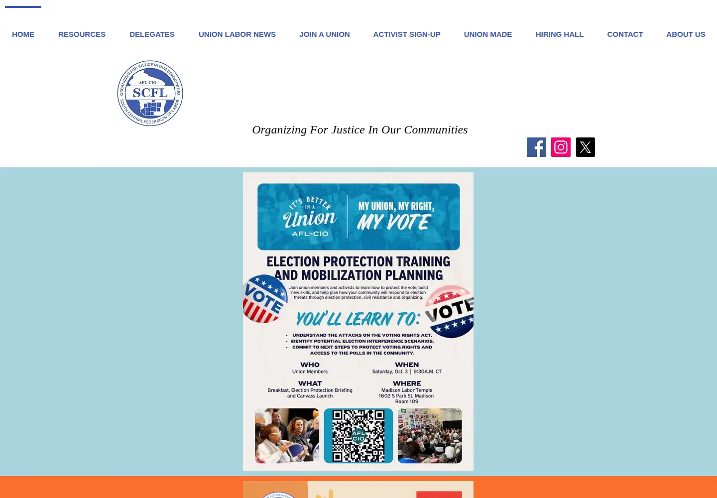 Captured homepage of scfl.org in the current scan