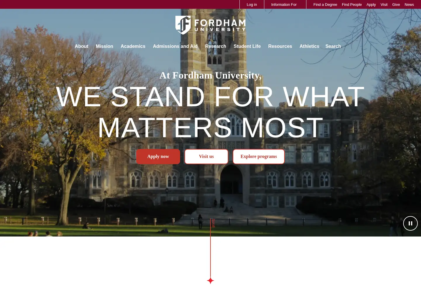 Screenshot of fordham.edu
