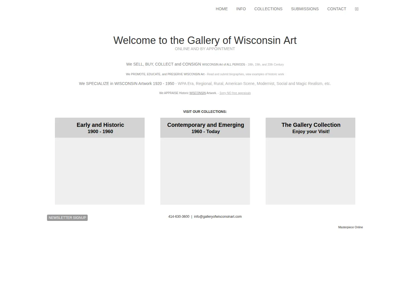 Screenshot of galleryofwisconsinart.com