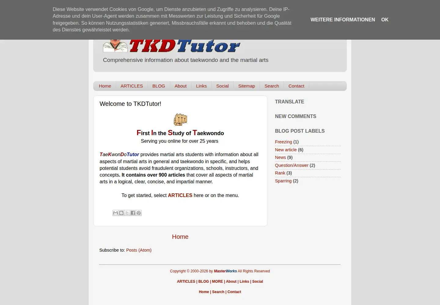 Screenshot of tkdtutor.com