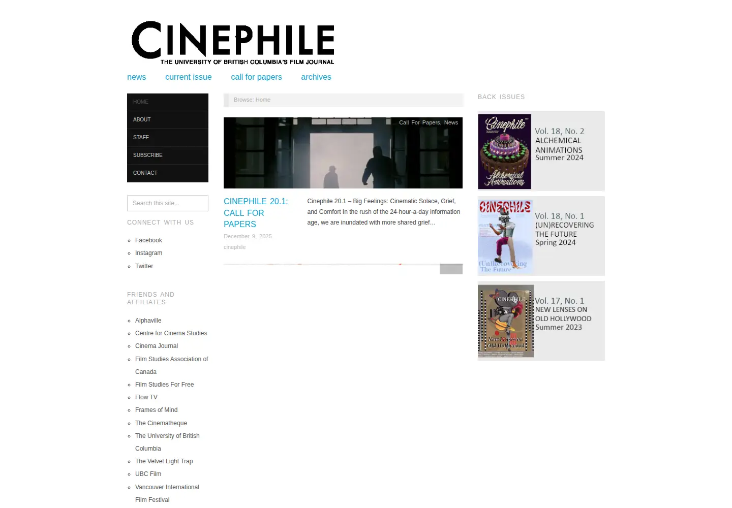 Screenshot of cinephile.ca