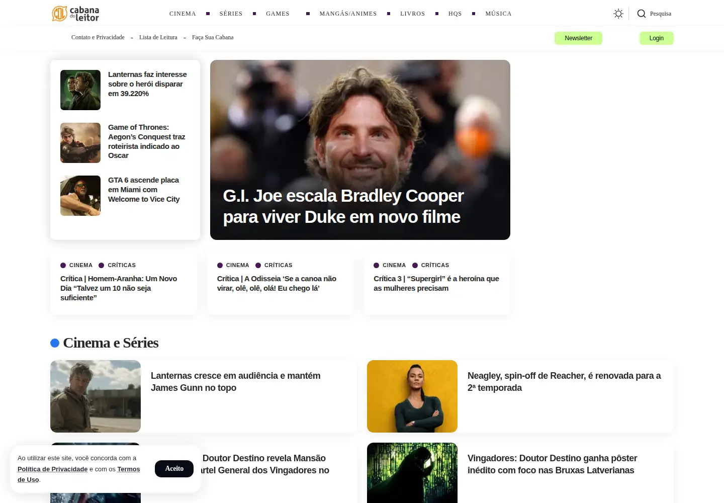 Screenshot of cabanadoleitor.com.br