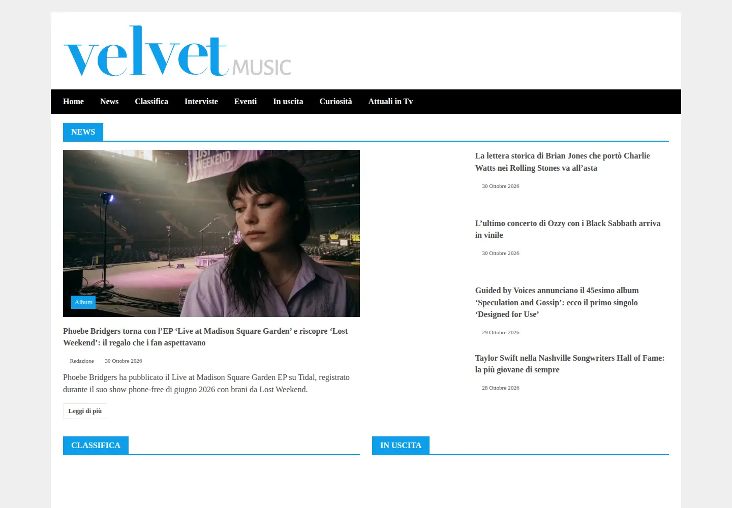 Screenshot of velvetmusic.it