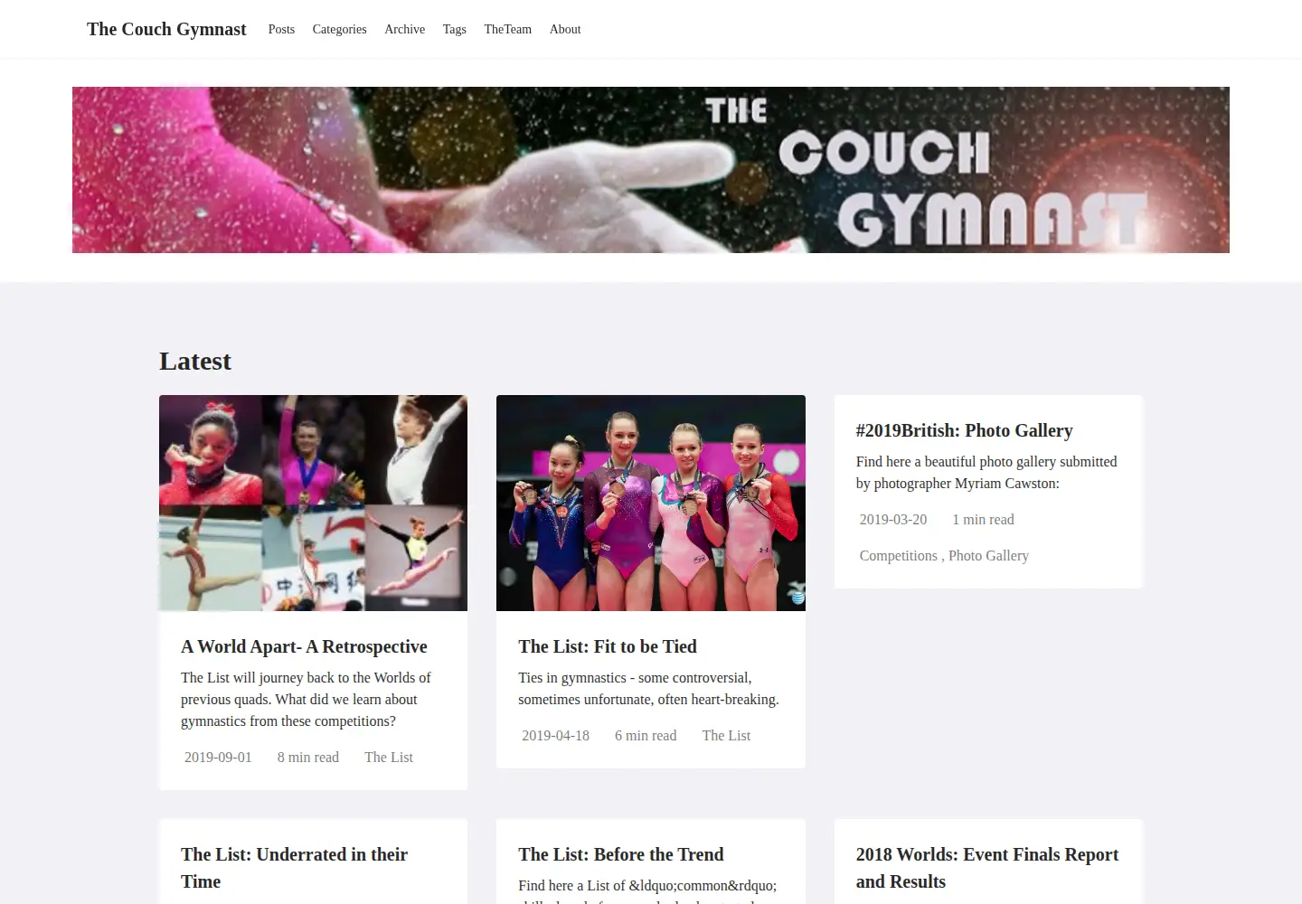 Screenshot of thecouchgymnast.com