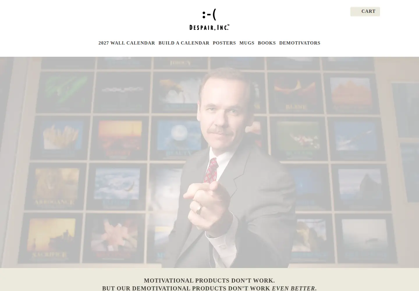 Captured homepage of despair.com in the current scan
