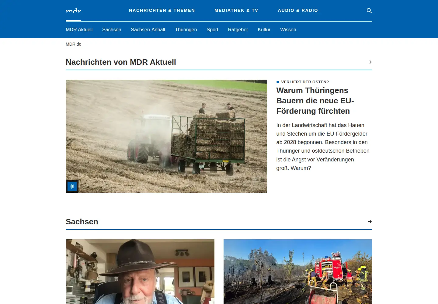 Screenshot of mdr.de